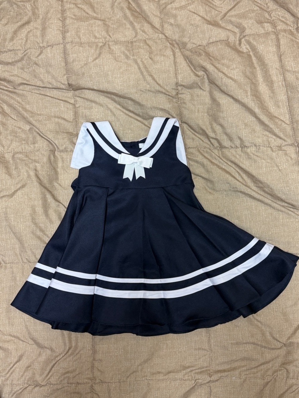 Rare Editions Navy Sleeveless Sailor Dress with White Trim 24M Like New